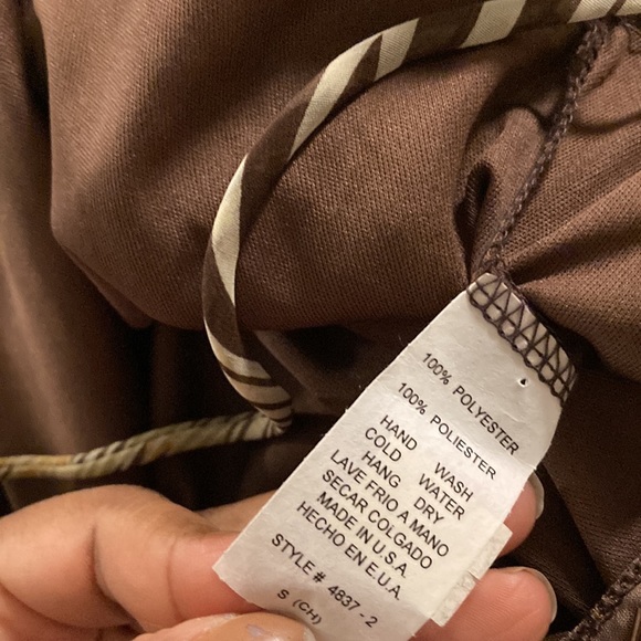 Brown multi color print bohemian style embellished dress. NWOT - Picture 6 of 7